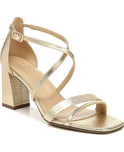 Naturalizer Tiff Ankle Strap Sandals Women's Shoes In Dark Gold Metallic  Leather | ModeSens