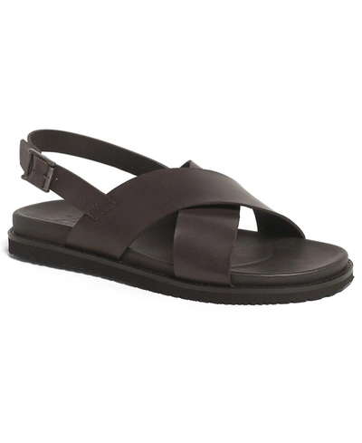Anthony Veer Men's Cancun Cross Strap Comfort Sandals In Brown