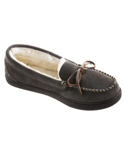 Isotoner Signature Women's Sage Genuine Suede Moccasin Slippers In Ash