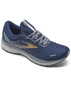 Brooks Men's Ghost 13 Running Sneakers From Finish Line In Navy/gold/white