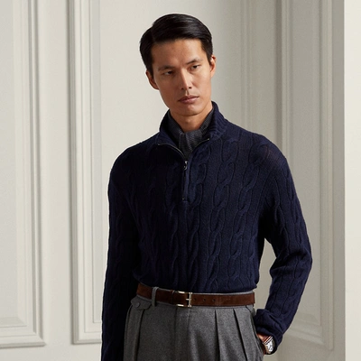 Polo Ralph Lauren Cable-knit Cashmere Quarter-zip Sweater In Classic Chairman Navy