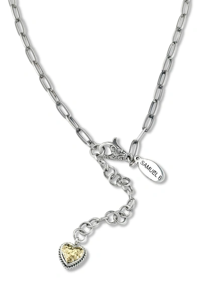 Samuel B. Sterling Silver 18k Yellow Gold Paperclip Necklace In Silver And Gold