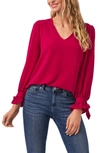 Cece Tie Sleeve Top In Plumeria