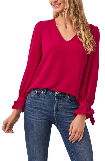 Cece Tie Sleeve Top In Plumeria