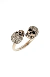 ALEXANDER MCQUEEN TWIN CRYSTAL SKULL RING,582711J160K