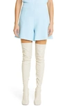 Stella Mccartney High Waist Flared Hem Knitted Shorts With Side Pockets In 4210 Light Blue
