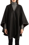 Sofia Cashmere Leather Trim Reversible Cashmere Cape In Black Charcoal