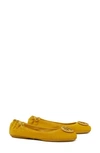 Tory Burch Minnie Travel Ballet Flat In Yellow/ Yellow- Suede