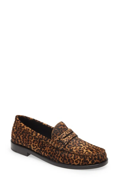 Saint Laurent Le Loafer Leopard-print Calf Hair Loafers In Brown