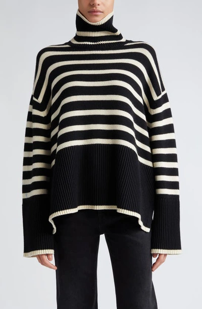 TOTÊME TOTEME STRIPE WOOL BLEND TURTLENECK SWEATER,212-562-758