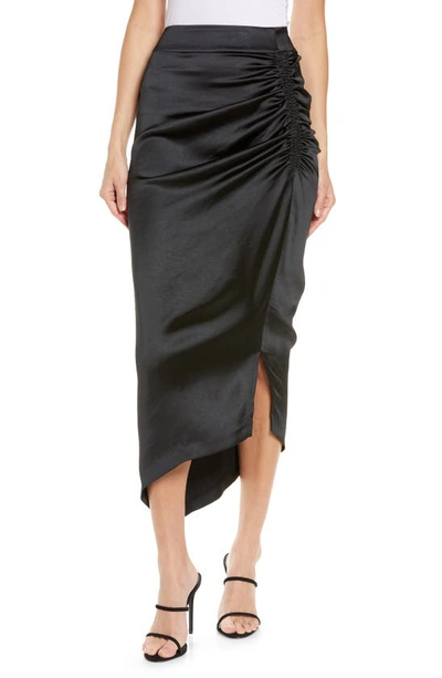 Smythe Asymmetrical Satin Skirt In Black Satin
