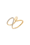 Monica Vinader Riva Diamond Open Wrap Ring In 18ct Gold On Sterling Silver