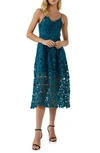 Endless Rose Lace Spaghetti Strap Midi Dress In Teal