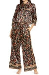 Free People Pajama Party Print Pajamas In Black Combo
