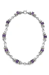 Lagos 18k Yellow Gold & Sterling Silver Glacier Blue Topaz Collar Necklace, 16 In Amethyst