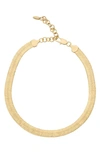 Ettika Gold-plated Flat Snake Chain Necklace In Gold