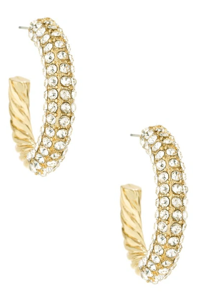 Ettika Glass Embellished Hoop Earrings In Gold-plated