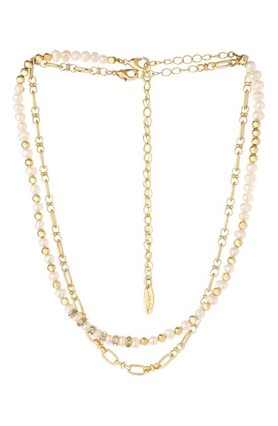 ETTIKA ETTIKA SET OF 2 FRESHWATER PEARL AND CHAIN NECKLACES,N2468.PRL.G