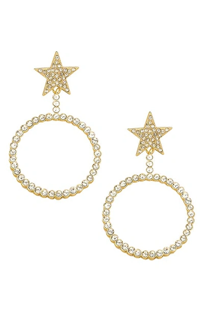 Ettika Crystal Circle Star Statement Earrings In Gold