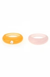 Ettika Set Of 2 Resin Rings In Pink