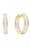 Crislu Baguette Cubic Zircoia Huggie Hoop Earrings In 18kt Yellow Gold