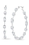 Crislu Multicut Cubic Zirconia Inside Out Hoop Earrings In Platinum