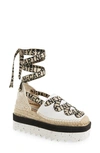 STELLA MCCARTNEY GAIA LOGO STRAP ESPADRILLE,800159N0222