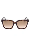 Tom Ford Beatrix Ft0613 52h Geometric Polarized Sunglasses In Havana Brown