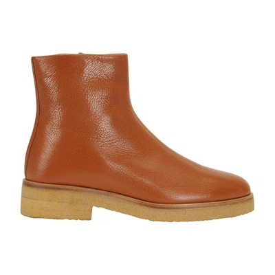 The Row Boris Ankle Boots In Saddle Brown
