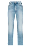 Mother Dazzler Mid Rise Ankle Fray Jeans In Riding The Cliffside In Light Blue