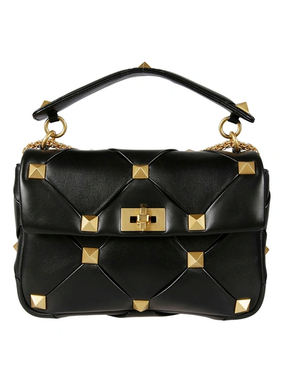 Valentino Garavani Twist-lock Rock-stud Shoulder Bag In Nero