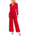ADRIANNA PAPELL NOTCHED-COLLAR BELTED JUMPSUIT