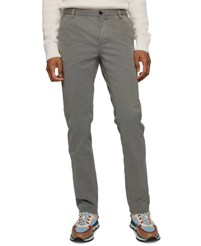 Hugo Boss Casual Trousers In Stretch-cotton Gabardine In Dark Grey