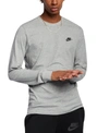 Nike Men's  Sportswear Club Long-sleeve T-shirt In Dark Grey Heather