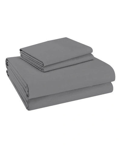 Purity Home Solid 400 Thread Count Queen Sheet Set, 4 Pieces In Dark Gray