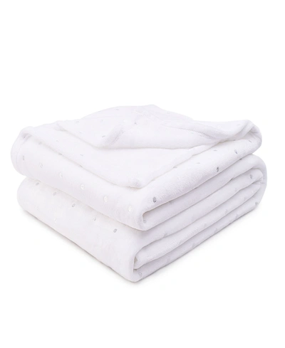 Superior Ultra-plush Polka Dot Blanket, Twin In White