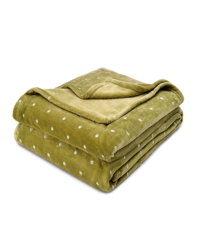 Superior Ultra -plush Polka Dot Fleece Blanket, Full/queen In Sage