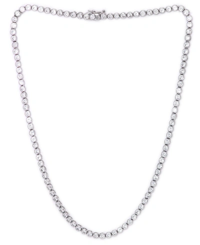 Macy's Cubic Zirconia Bezel Link 17" Necklace In Silver Or Gold Plate