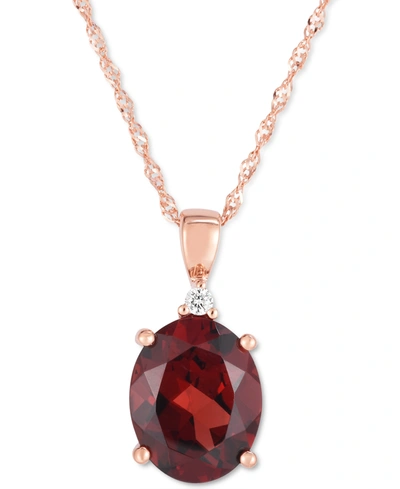 Macy's Rhodolite Garnet (2-3/4 Ct. T.w.) & Diamond Accent 18" Pendant Necklace In 14k Rose Gold