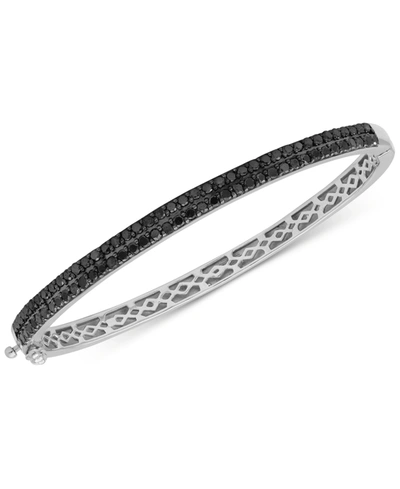 Macy's Black Diamond Bangle Bracelet (2 Ct. T.w.) In Sterling Silver