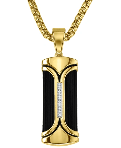 Esquire Men's Jewelry Diamond Accent Dog Tag 22" Pendant Necklace, Created For Macy's In Gold-tone