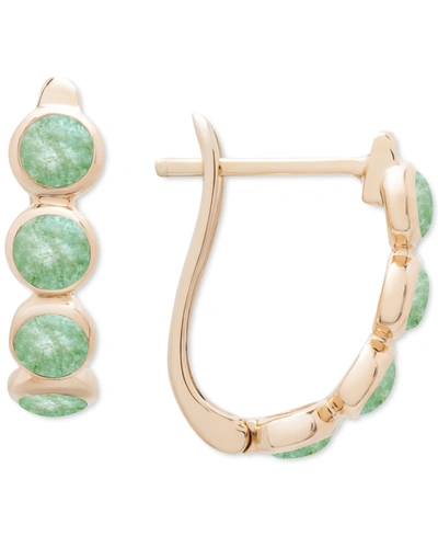 Macy's Onyx Leverback Hoop Earrings In 14k Gold-plated Sterling Silver (also Dyed Green Jade)