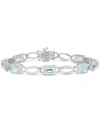 Macy's Aquamarine (3-1/3 Ct. T.w.) & Diamond (1/20 Ct. T.w.) Open Link Bracelet In Sterling Silver In Aquamarine