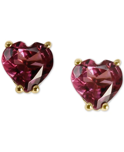 Macy's Rhodolite Heart Stud Earrings (7/8 Ct. T.w.) In 14k Gold In Rhodolite Garnet