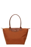 Longchamp Large Le Pliage Tote In Cognac