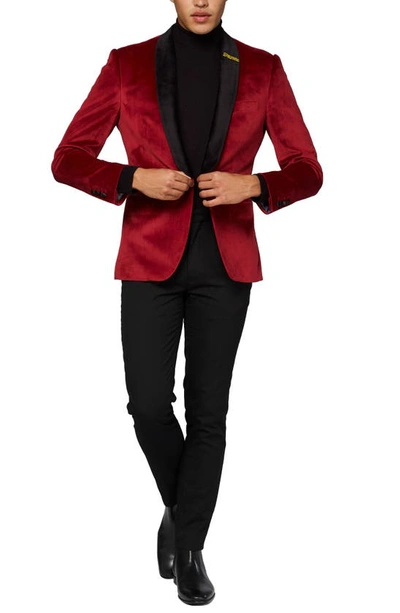 OPPOSUITS DELUXE BURGUNDY VELVET DINNER JACKET,ODJM-0012