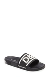 Dolce & Gabbana Black Beachwear Logo Slides In Nero/ Bianco