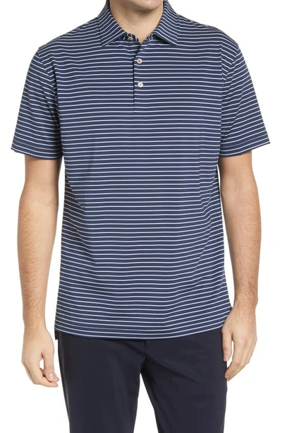 Peter Millar Bickett Striped Performance Polo Shirt In Navy / Shamrock