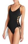 ROBIN PICCONE AUBREY LACE-UP ONE-PIECE SWIMSUIT,221715