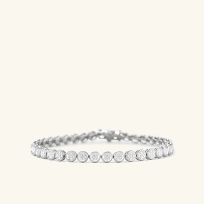 Mejuri Micro-pave Diamond Riviere Bracelet White Gold In Silver